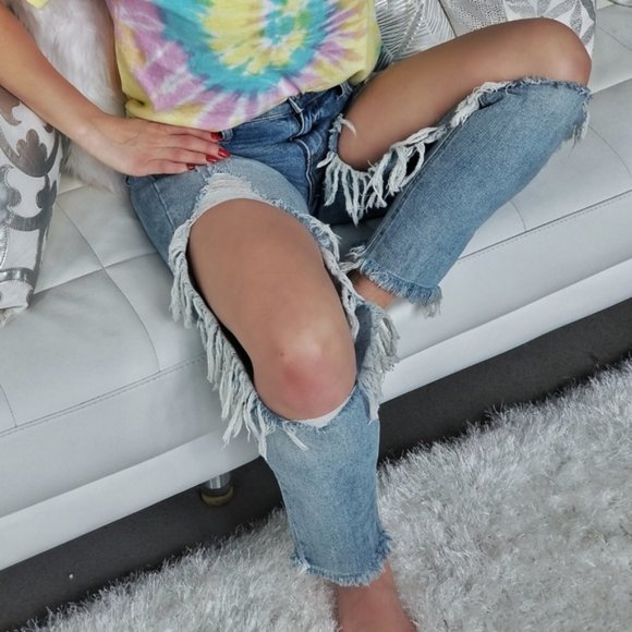 Dorie Distressed Denim Jeans - Picture 3 of 5